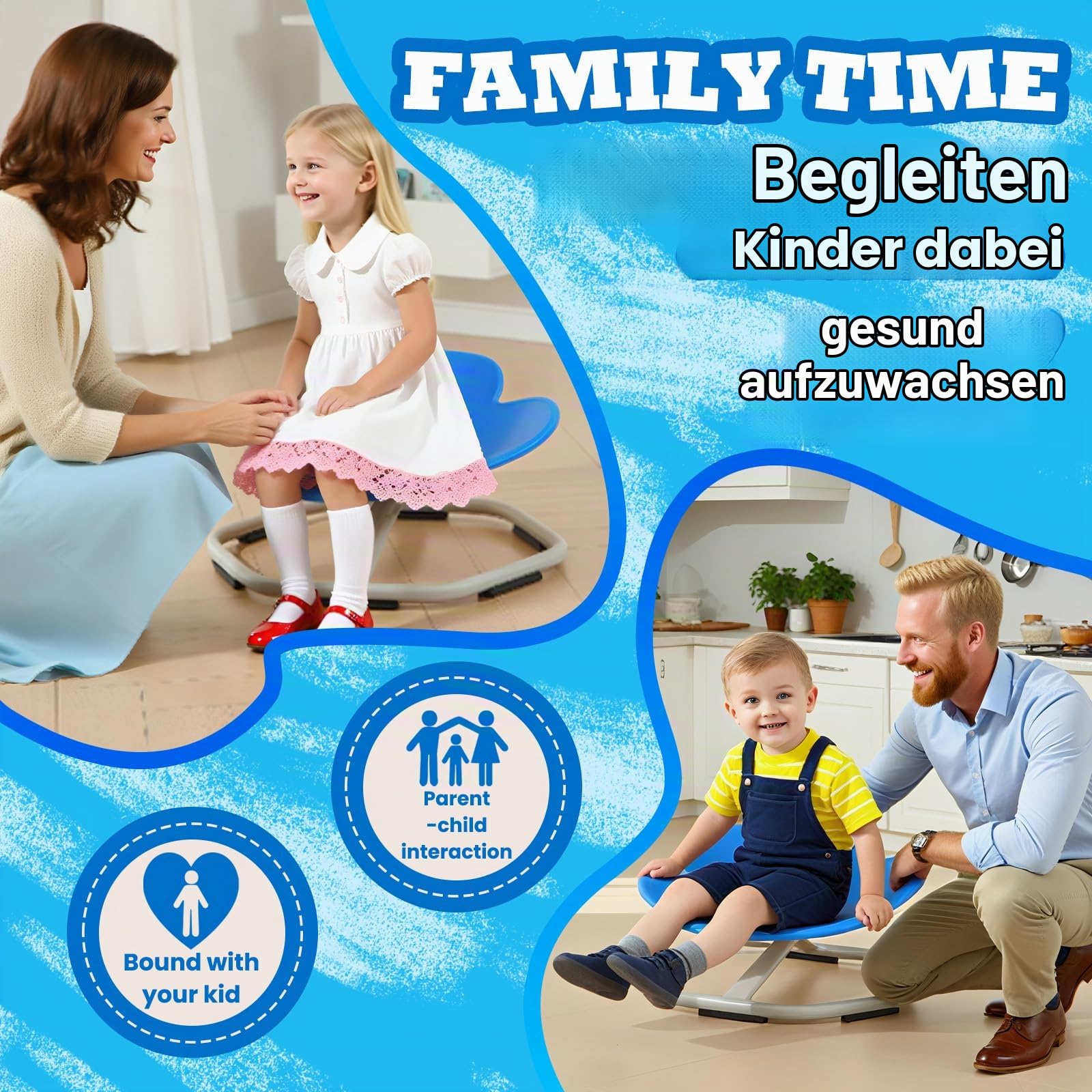 Karussell Kinder-Drehstuhl 360°,Balance Drehhocker zur Förderung von Koordination & Gleichgewicht,Sensorikspielzeug für Jungen/Mädchen,Ideal bei Autismus & ADHS (Blau)