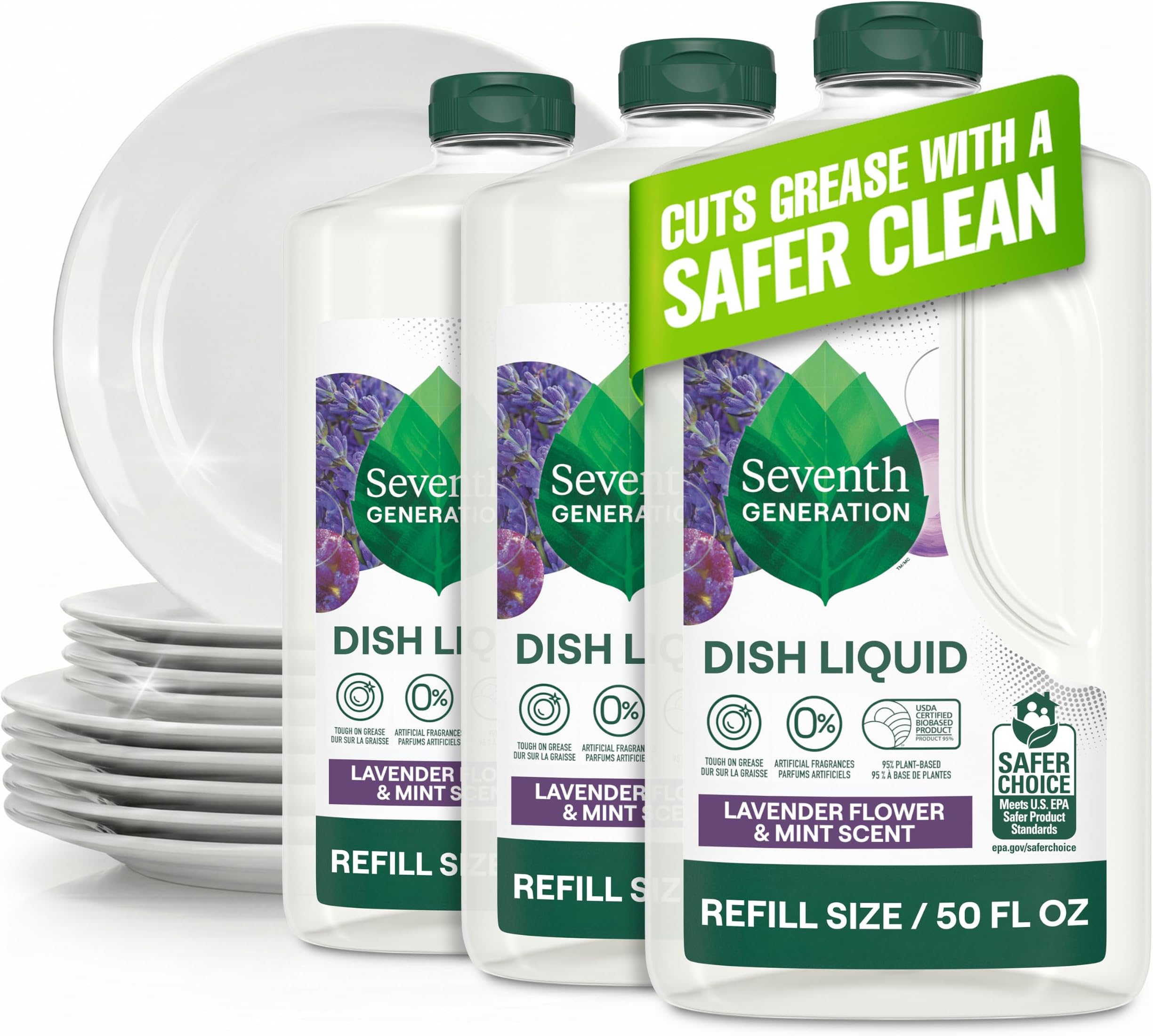Seventh Generation Hand Dish Wash Refill, Lavender Floral & Mint, 3pk 50z