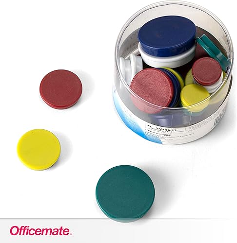 Miniatura 3 de Imanes fuertes de Officemate - Varios tamaños y colores - 30 unidades por envase (92501)