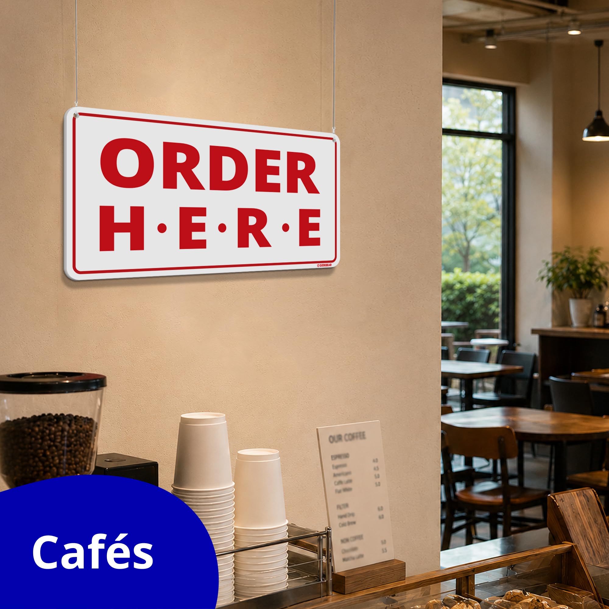 Amazon | Order Here Pick Up Here Sign (White) | 店舗看板 | 文房具