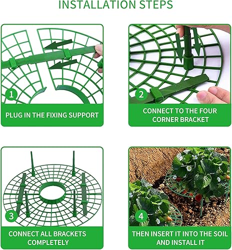 Miniatura 6 de Paquete de 10 soportes de fresa, jaula de plantas de frutas de jardín, soporte de fresas, bandeja de plástico para mantener las fresas fuera de la
