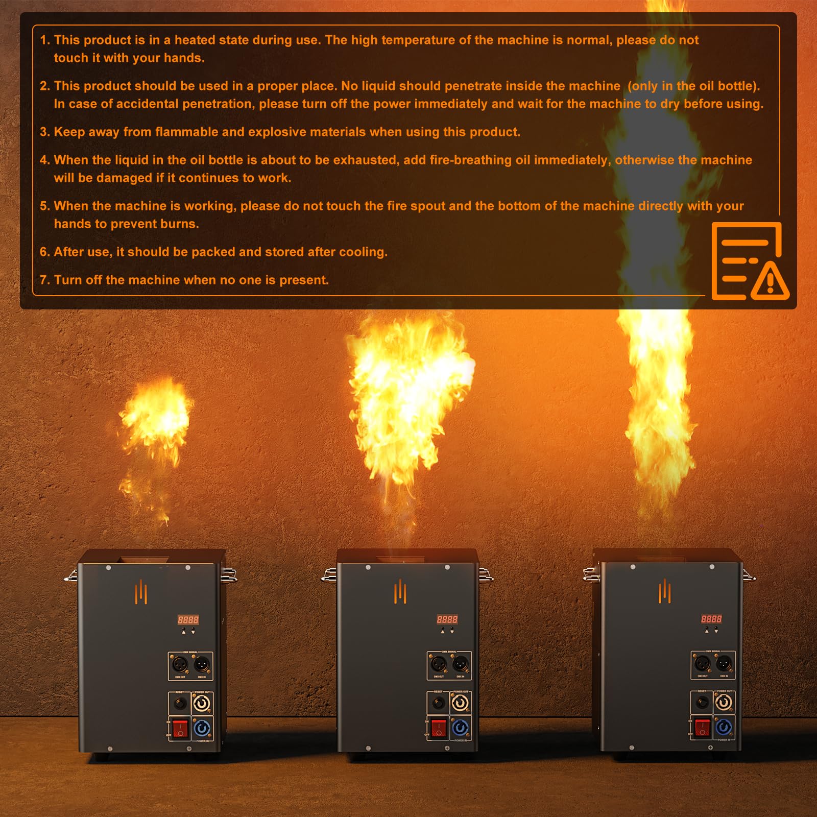 4 pezzi Proiettore di fiamme DJ Jet Flame da 180 W con controllo d-MX, adatto per concerti, spettacoli, feste, Halloween, Natale ed eventi sportivi