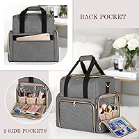 Vista 4 de LUXJA Bolsa de maquillaje de viaje grande con 3 fundas extraíbles, Gris