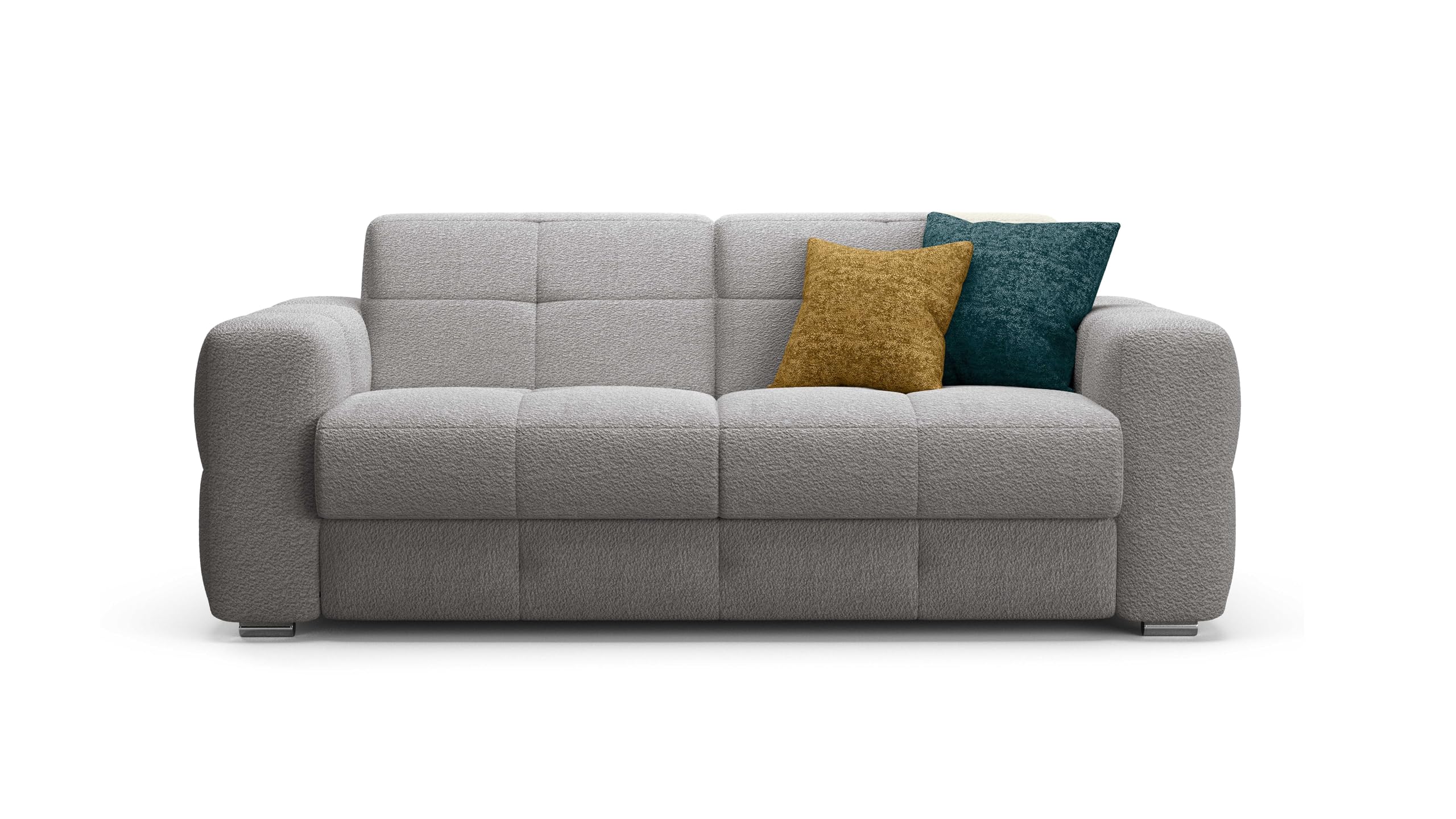 Divano Letto Cecilia 3 Posti Struttura in Metallo e Legno Imbottitura in Gomma di Poliuretano Rivestimento in Tessuto Rete Elettrosaldata Materasso 140x190 cm H14 cm Colore:Grey