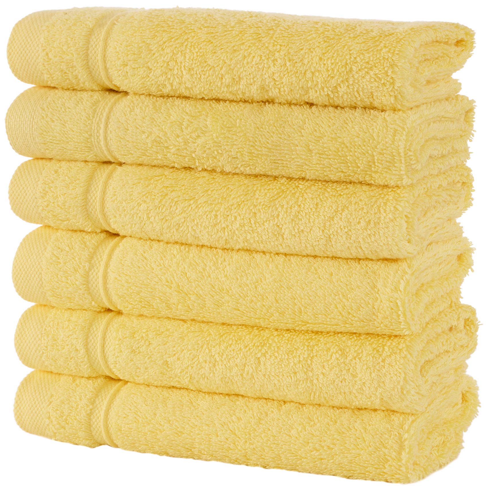Qute Home4-Piece Washcloths Towels Set, 100% Turkish Cotton Premium Quality Towels for Bathroom, Quick Dry Soft and Absorbent Turkish Towel Perfect for Daily Use, Set Includes 4 Wash Cloths (Yellow)