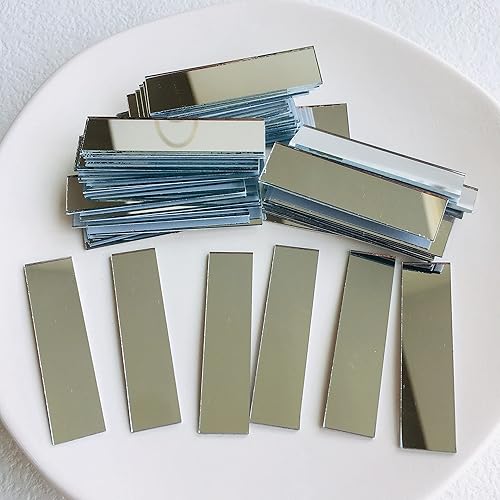 NUO RUI Mosaico de espejo rectangular adhesivo de 1/2" x 2" 100 piezas