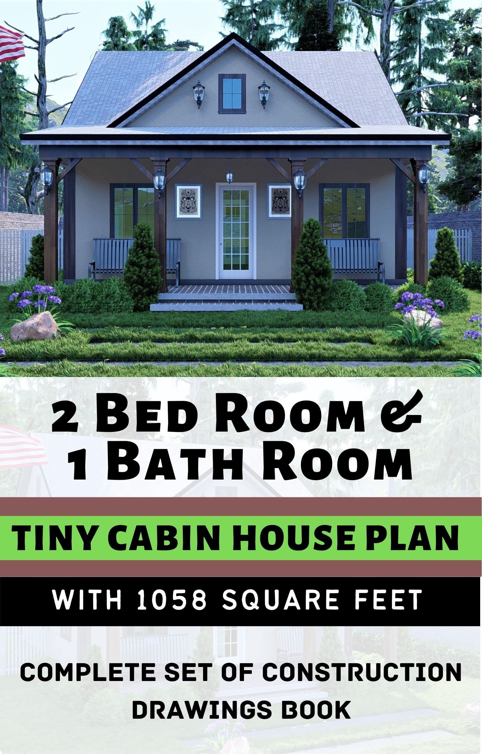 Buy 2 Bed Room & 1 Bath Room Tiny Cabin House Plan with 1058 Square ...