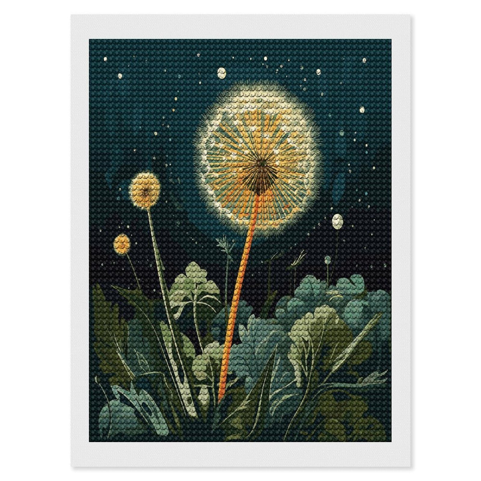 JTREHY Dandelions at Night Diamond Art Kits Personalized DIY Round Diamond Painting Kits for Beginner Full Drill Diamonds Dots Paintings for Adults Gem Art Crafts Home Decor