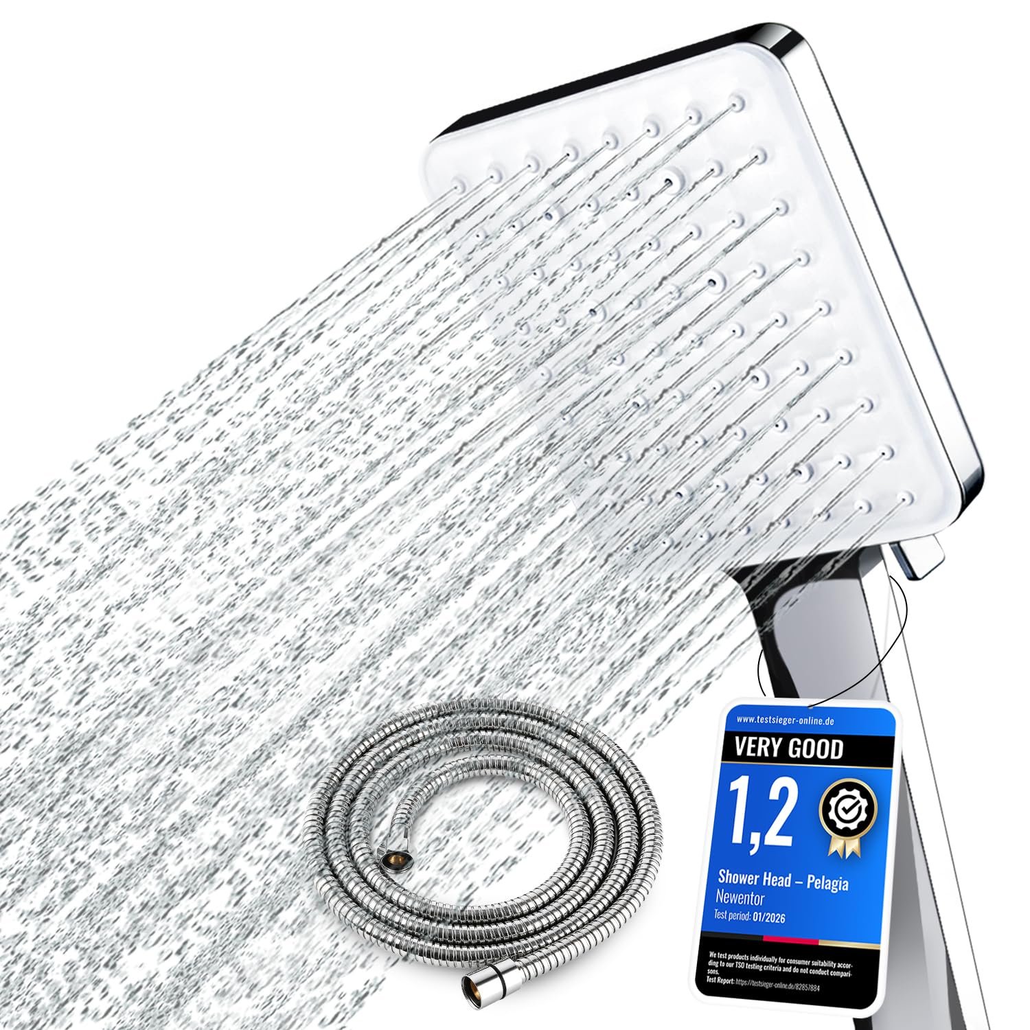 High Pressure Shower Head and Hose Set, Shower Head with 6 Mode