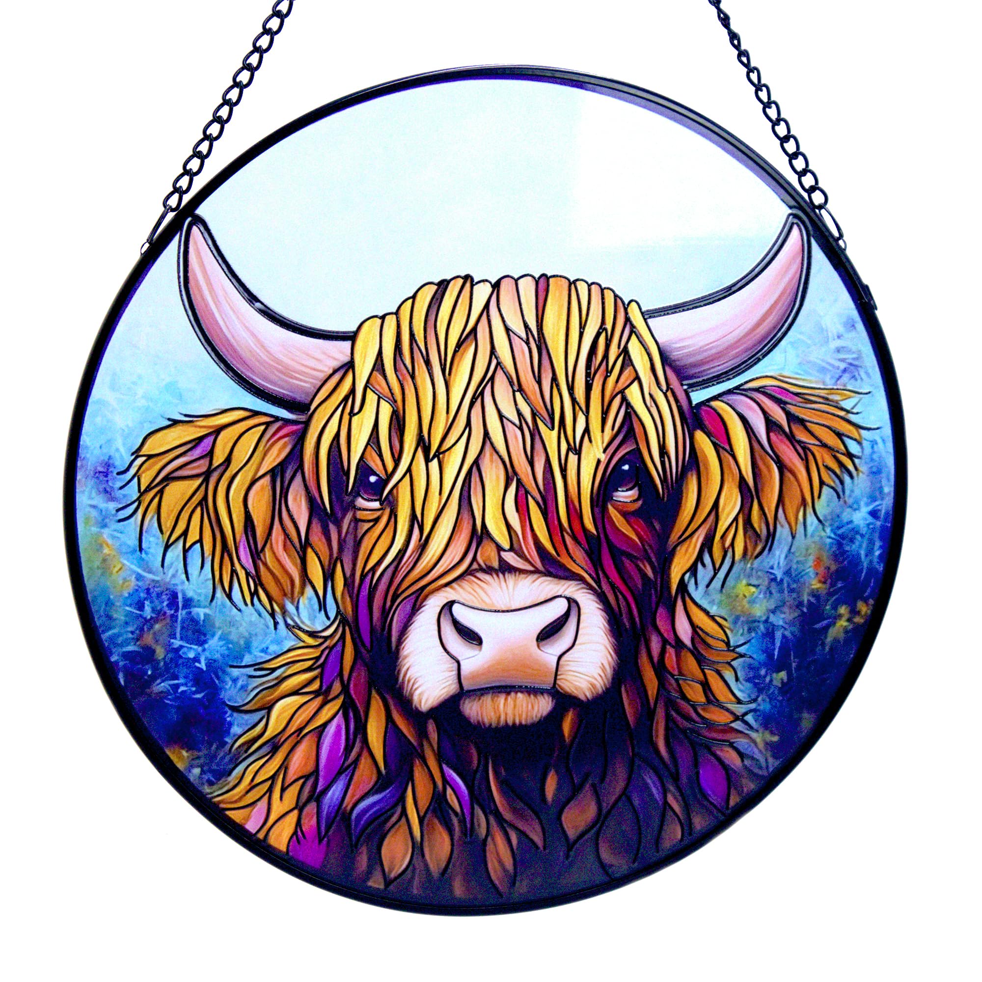 Cello Suncatcher Window Hanging Decoration – Highland Cow Sun Catcher Ornament for Home Decor Rustic Farmhouse Country Style Stained Glass Gift Indoor Window Art