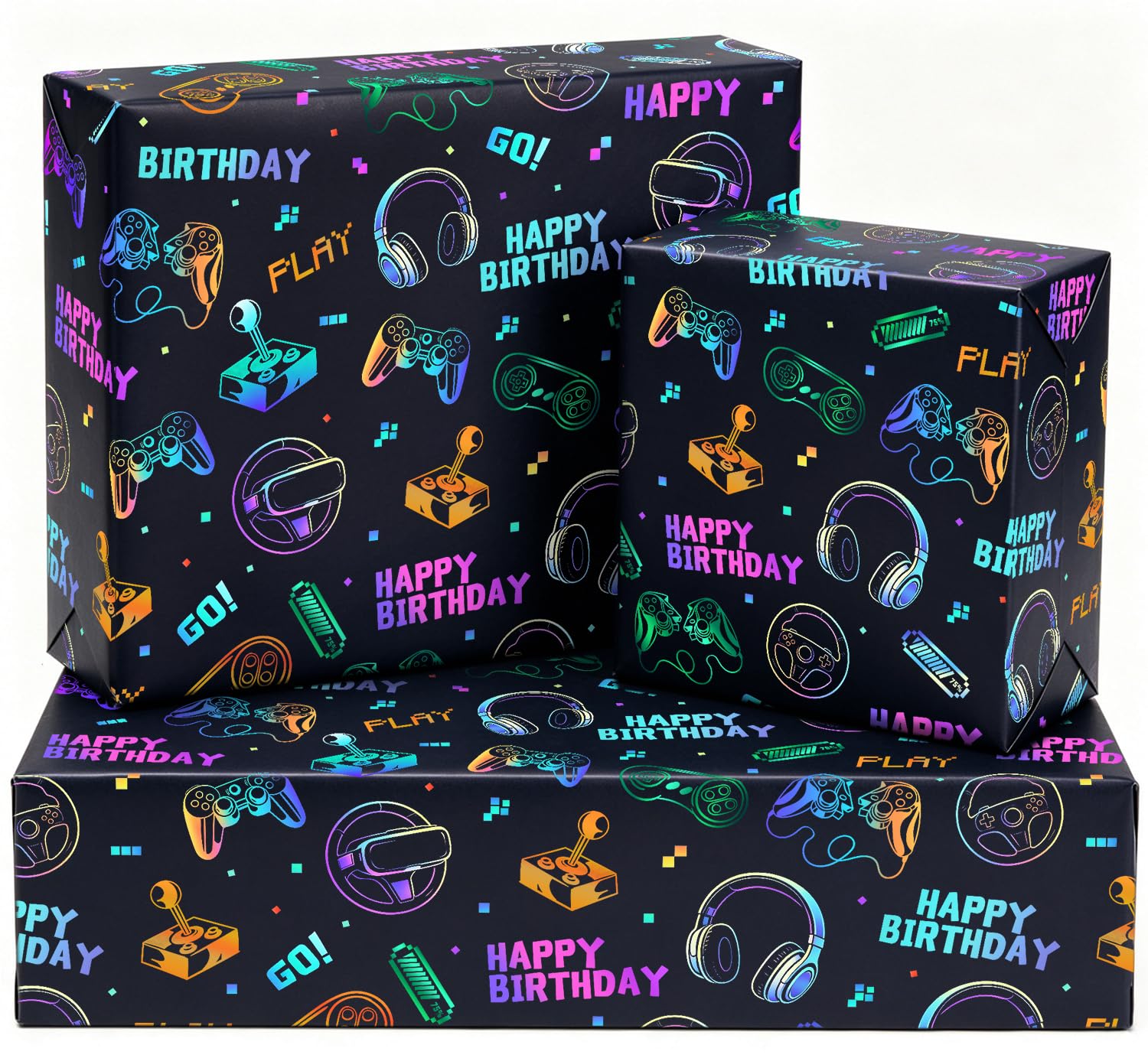 Birthday Wrapping Paper 5Pcs,50 * 70cm Gaming Wrapping Paper for Boys Girls Birthday Party Decoration