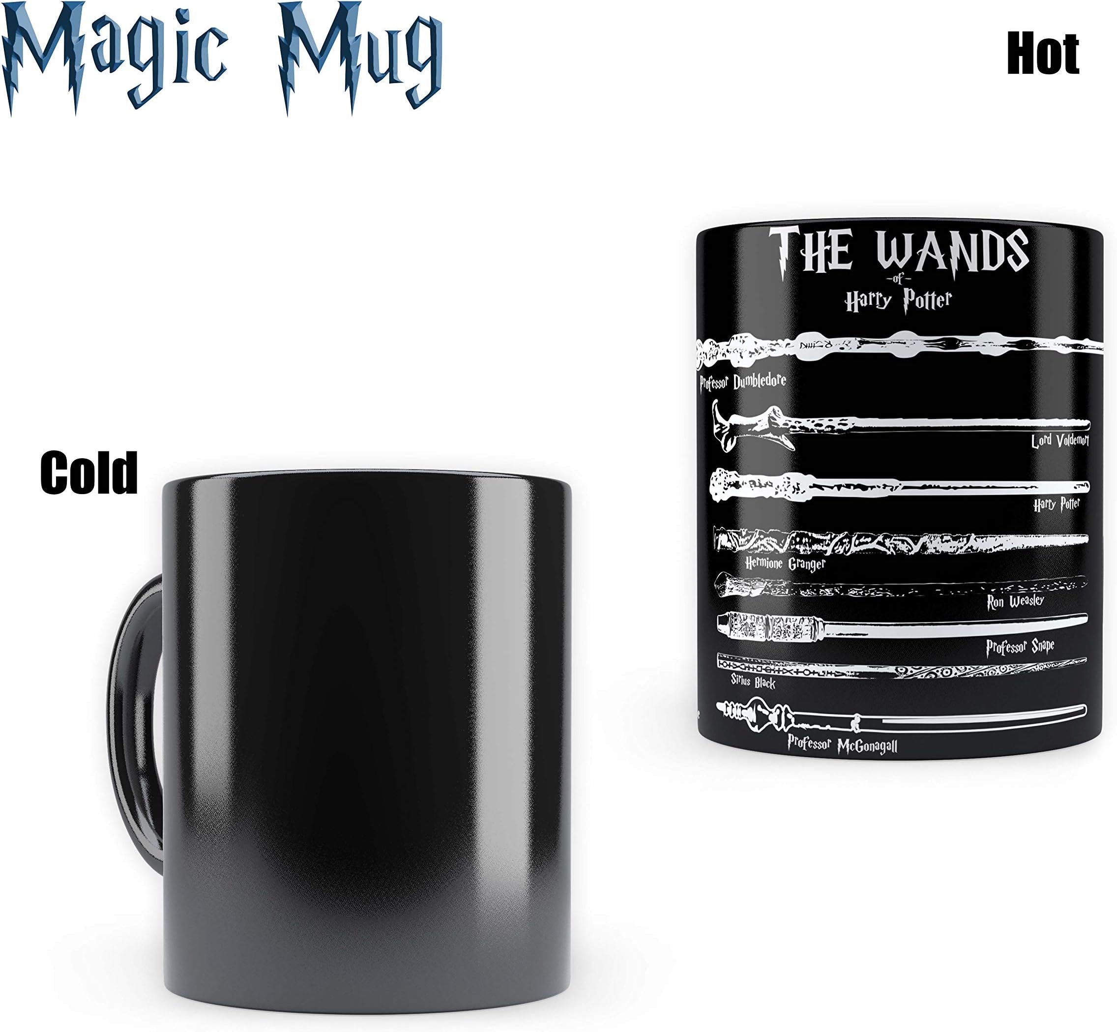 MC SID Razz - Harry Potter - The Wands Morphing Magic Heat Sensitive Mugs (with Coaster) Cool Coffee & Tea, Cup Drinkware Ceramic Mugs Official Licensed by Warner Bros,USA