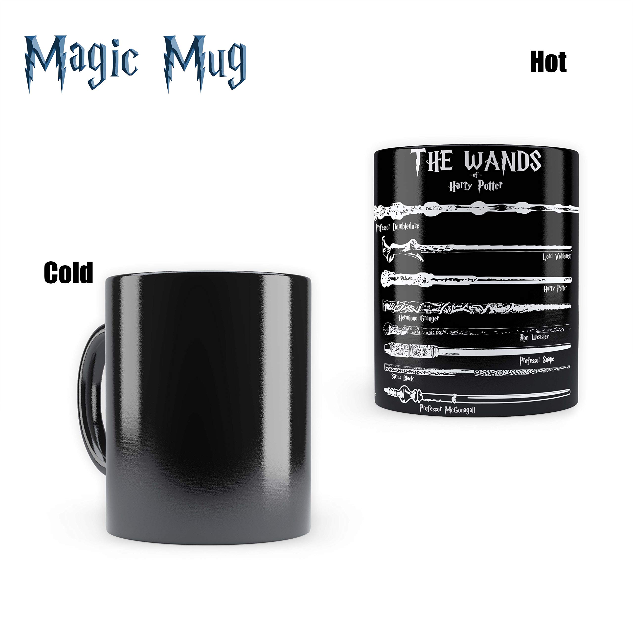 MC SID Razz - Harry Potter - The Wands Morphing Magic Heat Sensitive Mugs (with Coaster) Cool Coffee & Tea, Cup Drinkware Ceramic Mugs Official Licensed by Warner Bros,USA