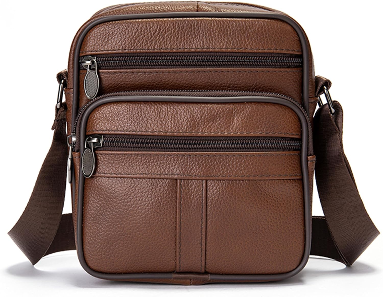 Small Shoulder Bag Leather for Men, Crossbody Cell Phone Bag Leather, Waterproof Mini Messenger Bag Shoulder Holster Zipper Pocket Mobile Phone Cross Body Pouch Wallet Sling Bag Shoulder Strap Handbag