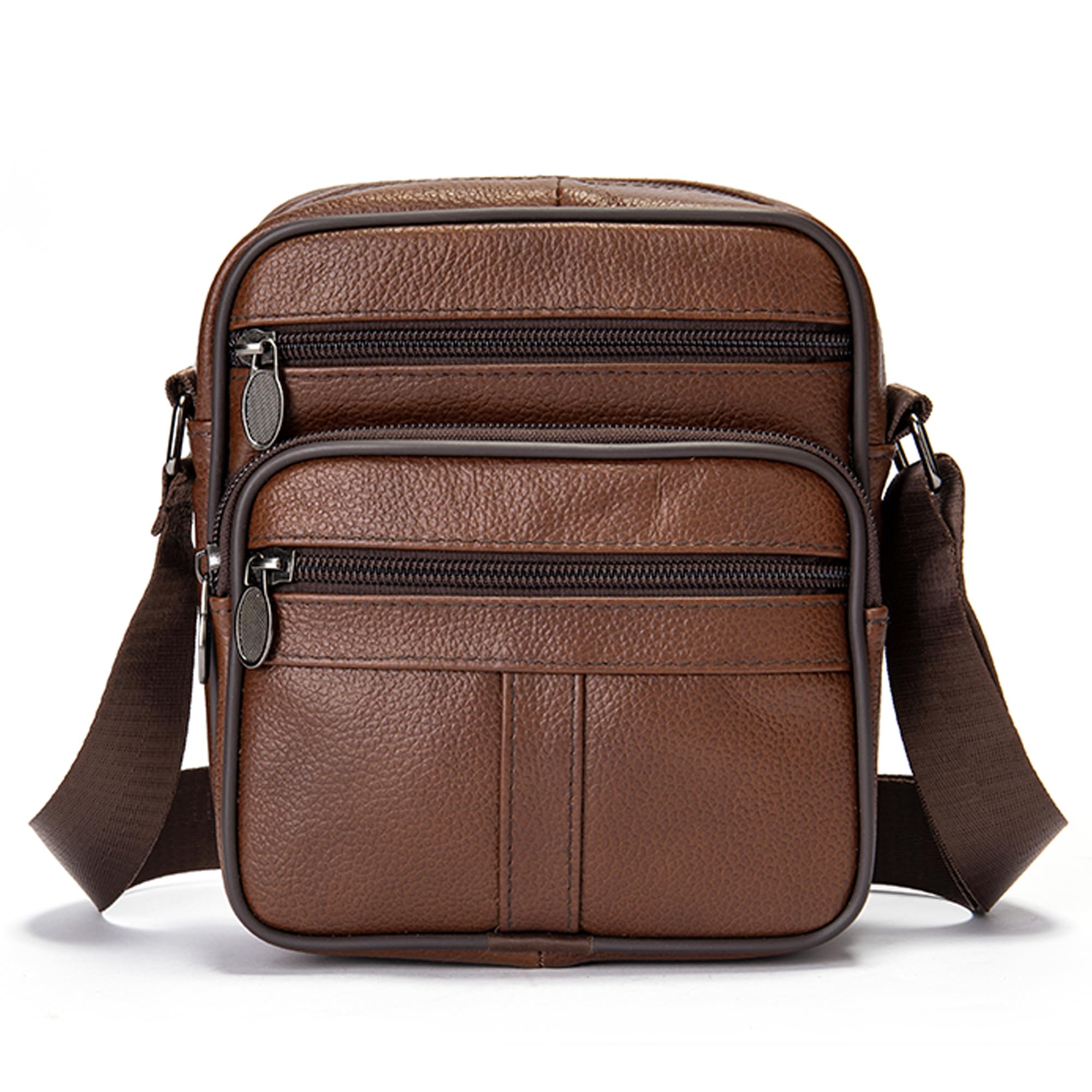 Bolso Bandolera para Hombre Cuero, Funda de Cruzado para Celular, Cuero Cartera de Hombro Teléfono Bolsa de Cruzado Pequeño Smartphone Funda Tarjetero Monedero Monedero para Deporte Viaje Senderismo