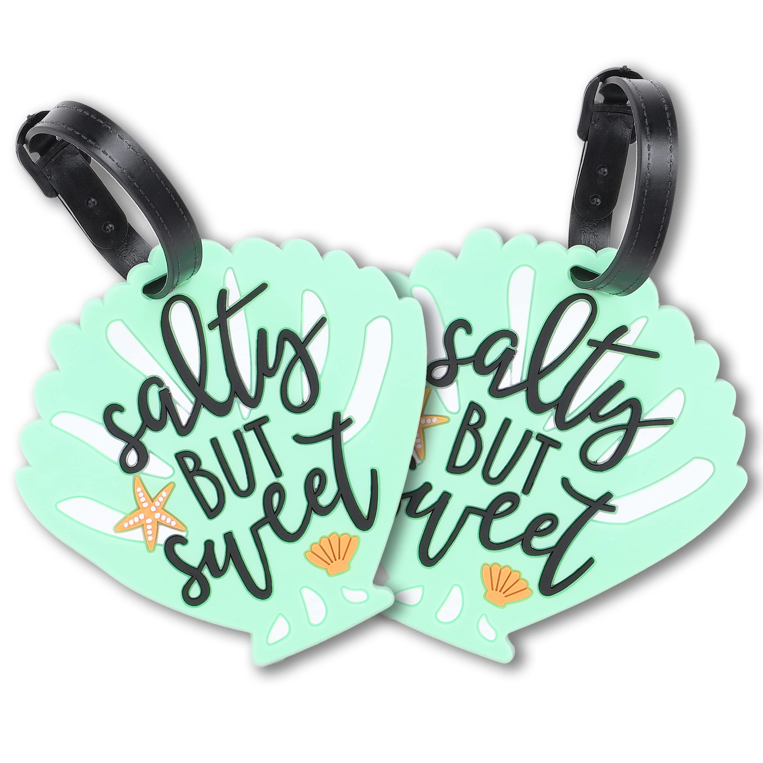Pack of 2 Luggage Tags PVC with Name and Address Tag Luggage Tag Salty But Sweet