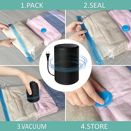 Miniatura 7 de Bolsas de almacenamiento al vacío con bomba eléctrica, 16 combinaciones (2L2Jumbo6M6S) bolsas de sellado al vacío con bomba, bolsas de espacio,