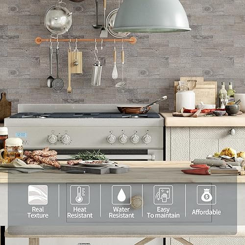 Miniatura 2 de Yipscazo Azulejo de pared compuesto de PVC 3D de 3 x 6 pulgadas para despegar y pegar en azulejos para cocina, baño, lavandería, chimenea (gris