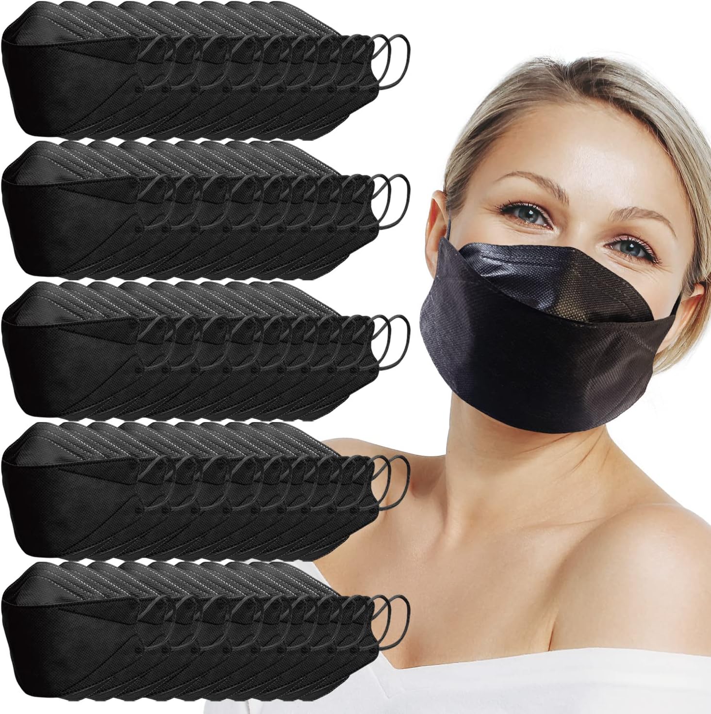 Premium KF94 Face Mask 4 Layers Comfortable Individually Packaged (Black Pack of 100)