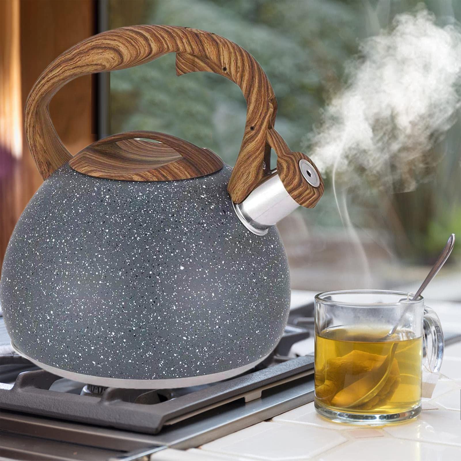 Pfeifender Teekessel, Flöten-Teekessel mit Herdplatte, Camping