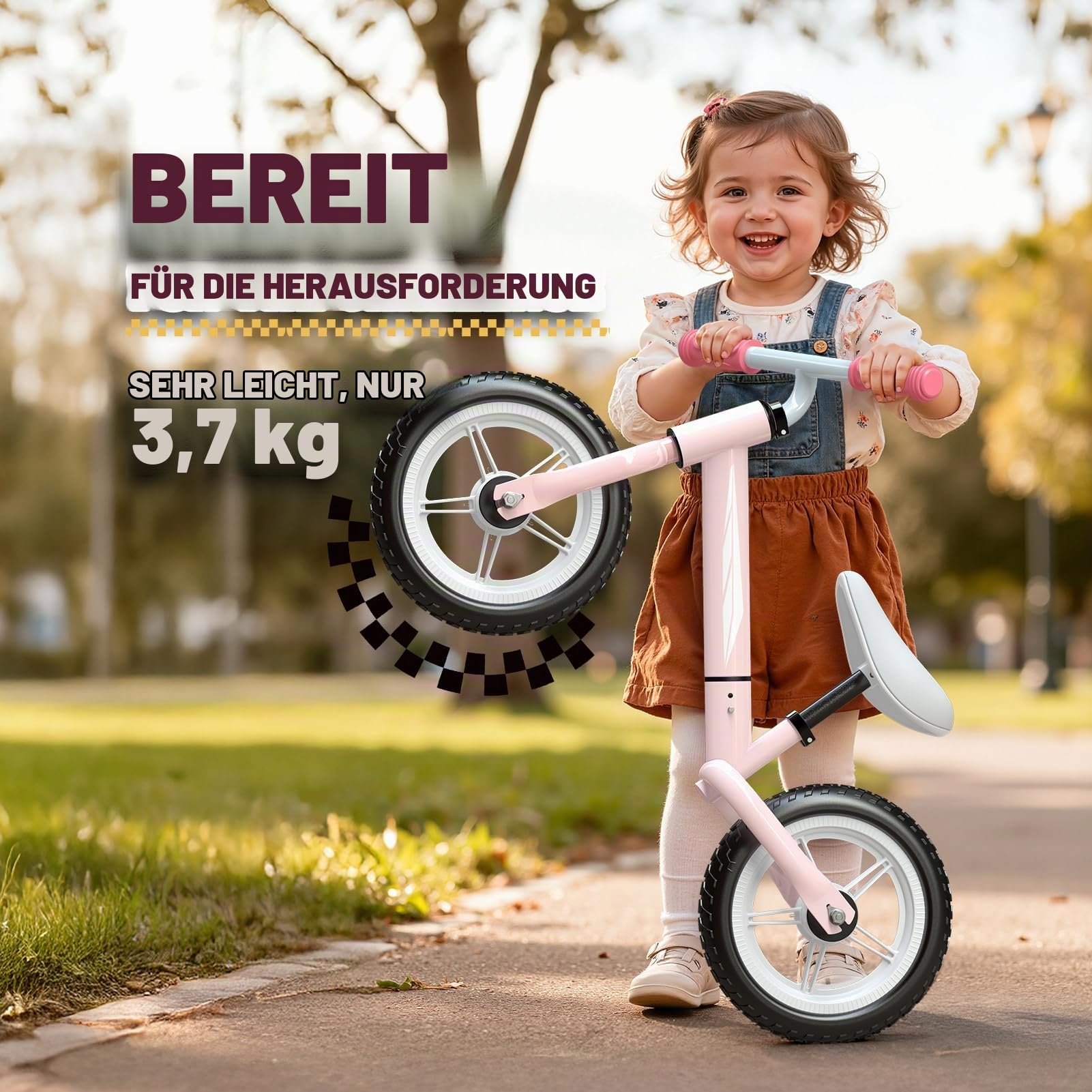 Kinder Laufrad Geschenk für 2-5 Jährige, Balance Bike mit Licht | Sicherheitsreifen, kindersichere lackierte Oberfläche, LED-Licht, bis 50 kg belastbar, fördert Motorik & Gleichgewicht