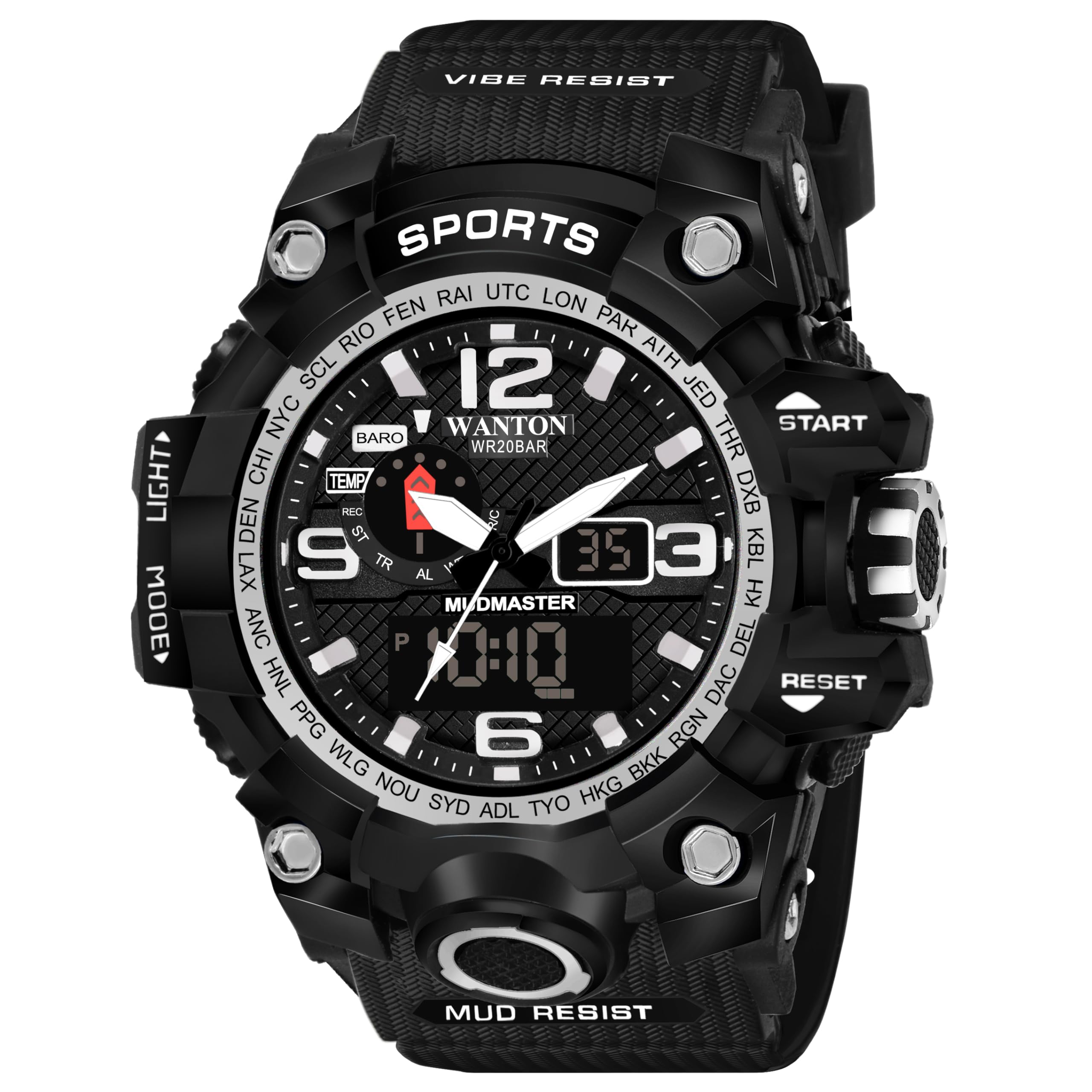 WANTON Silver Black Color Hauk Series Sport Style Multifunctional Luxury Boys Analog-Digital Watch for Men (B0CLS39FJX) Amazon Price History, Amazon Price Tracker