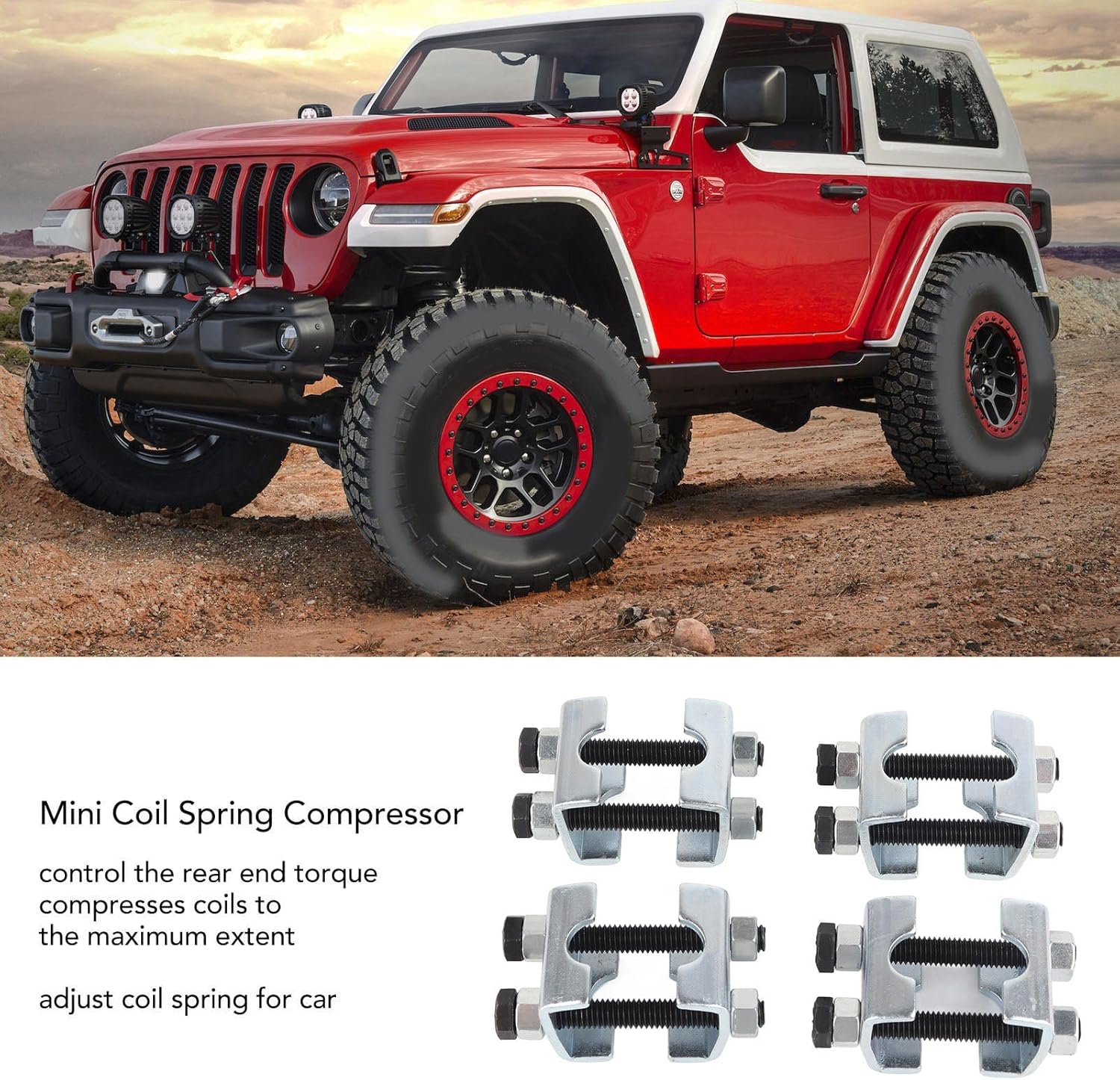 4 Pcs Mini Coil Spring Compressor, 2 Way Adjustable Spring Spacer Carbon Steel Shocks, Absorbing Mini Tool Removal Installer