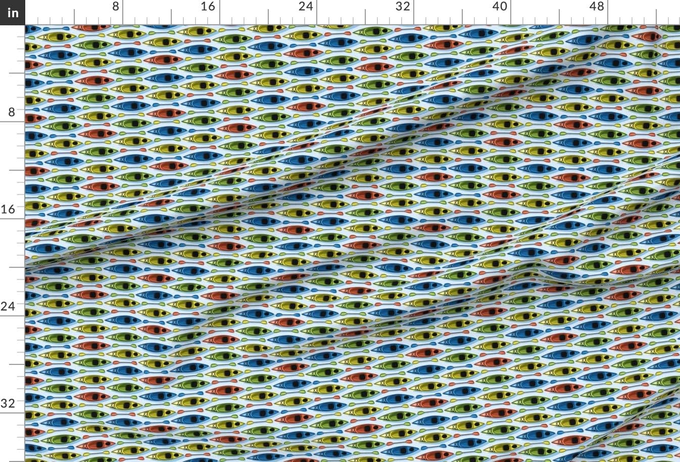 Spoonflower Fabric - Kayaks Blue Outdoor Yellow Green Water Sports Lake House Printed on Minky Fabric by The Yard - Sewing Baby Blankets Quilt Backing Plush