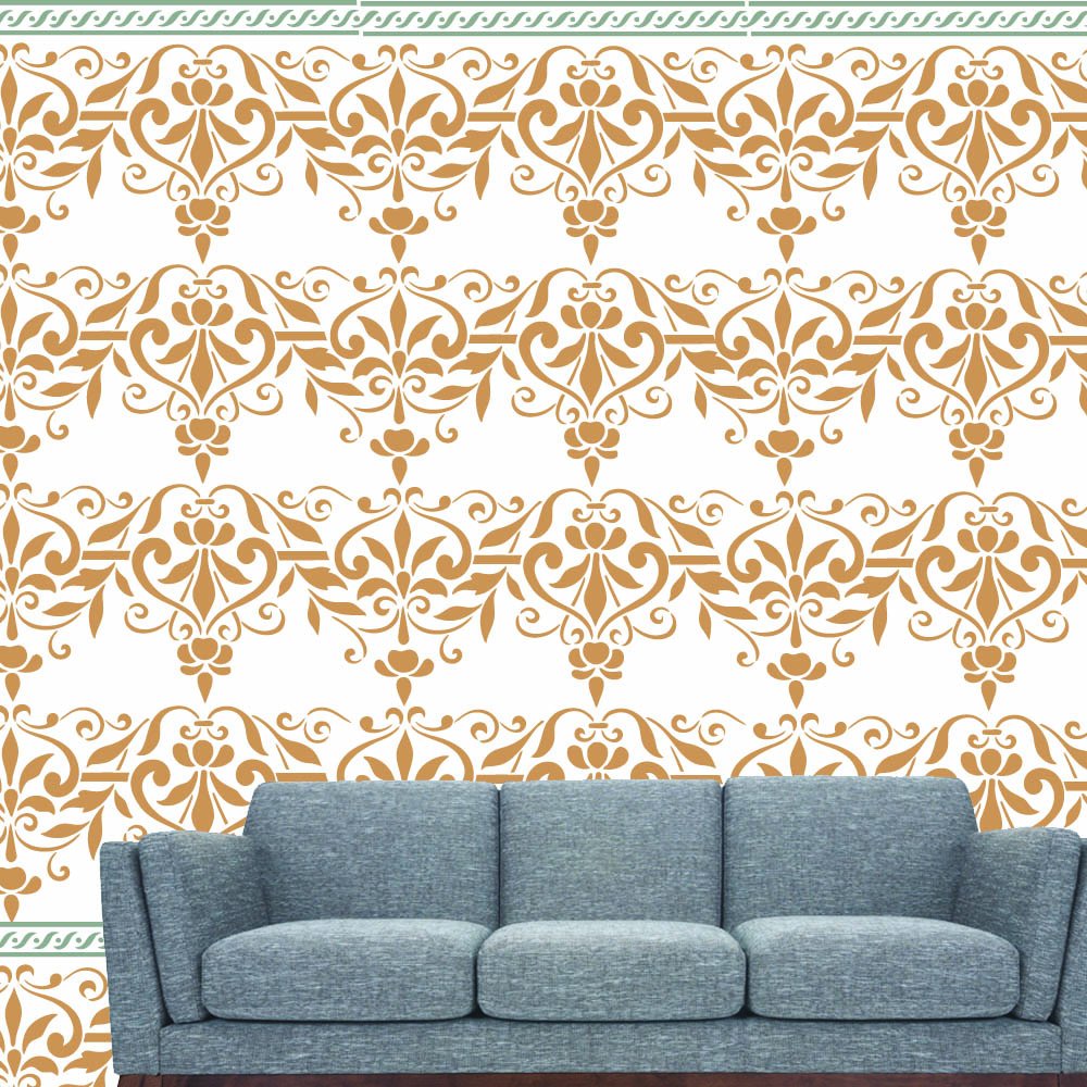Buy Floral Border Wall Decorative Stencil For Living Room By Lashkara Home Decor Online at Low