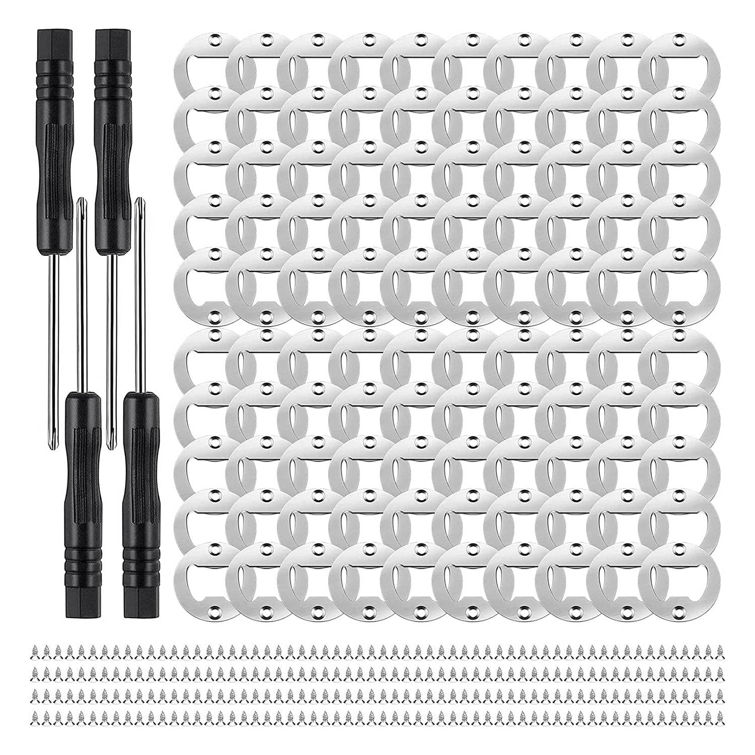 Jzoowar Silver 100 Set Bottle Opener Insert Diy Bottle Opener Hardware Metal Bottle Opener Hardware Beer Bottle Opener Diy