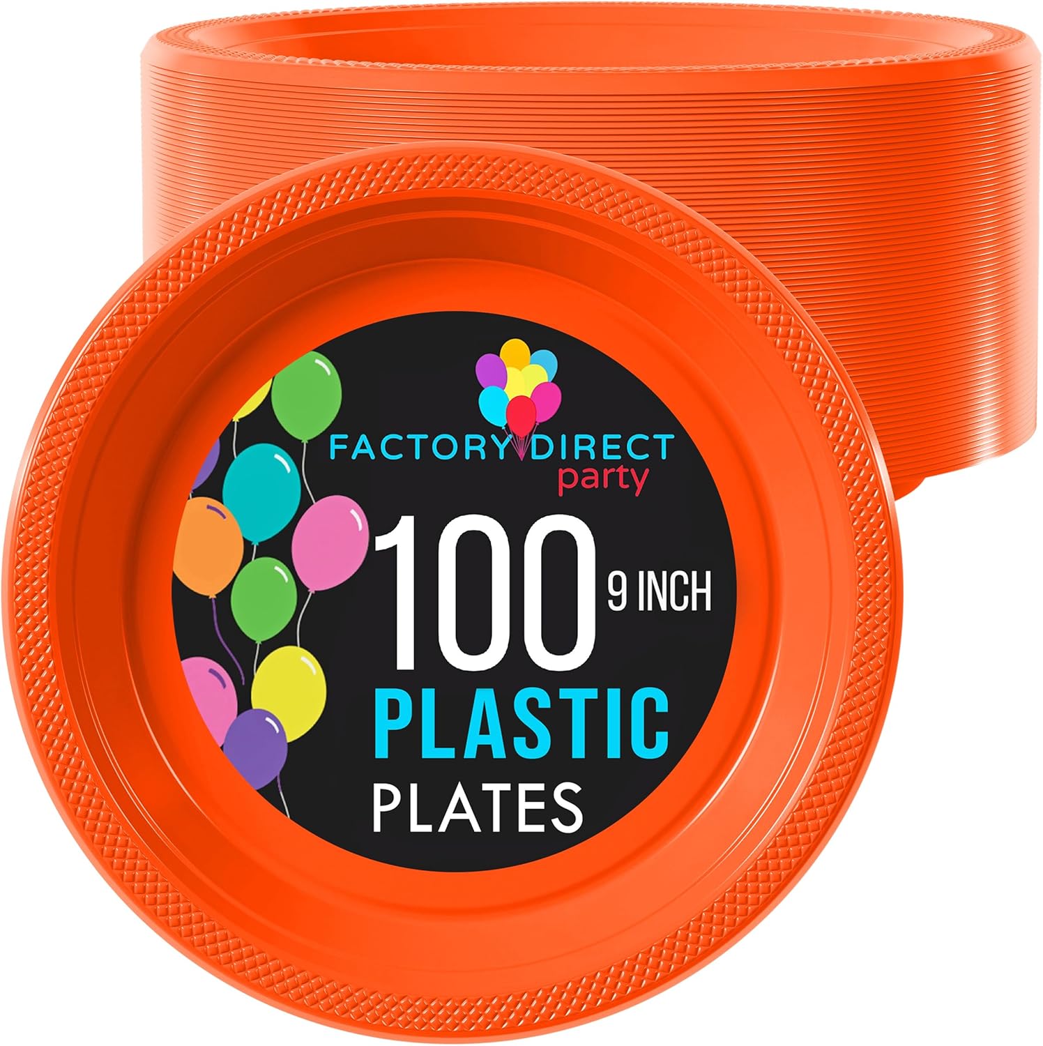 Exquisite Orange Plastic Plates 100 Count I 9 Inch I Round Orange Disposable Plates