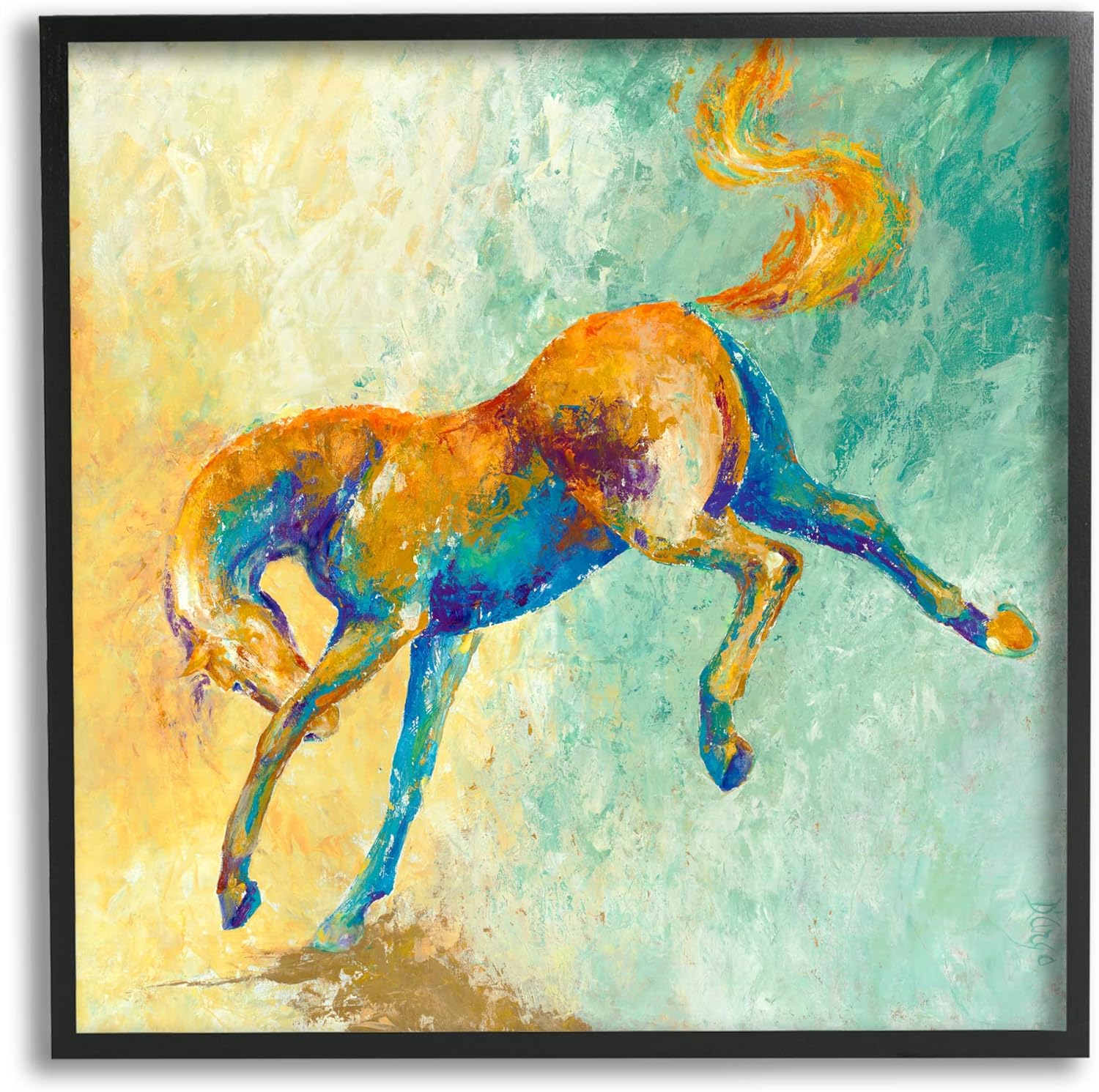 Stupell Industries Vibrant Wild Stallion Horse Jumping Stippled Abstract, Design by Dina D'Argo