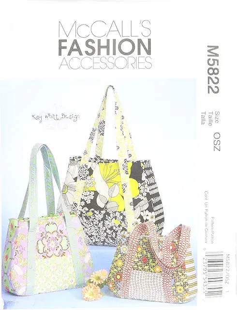 McCall's Tote Bag Sewing Pattern in 3 Sizes - White