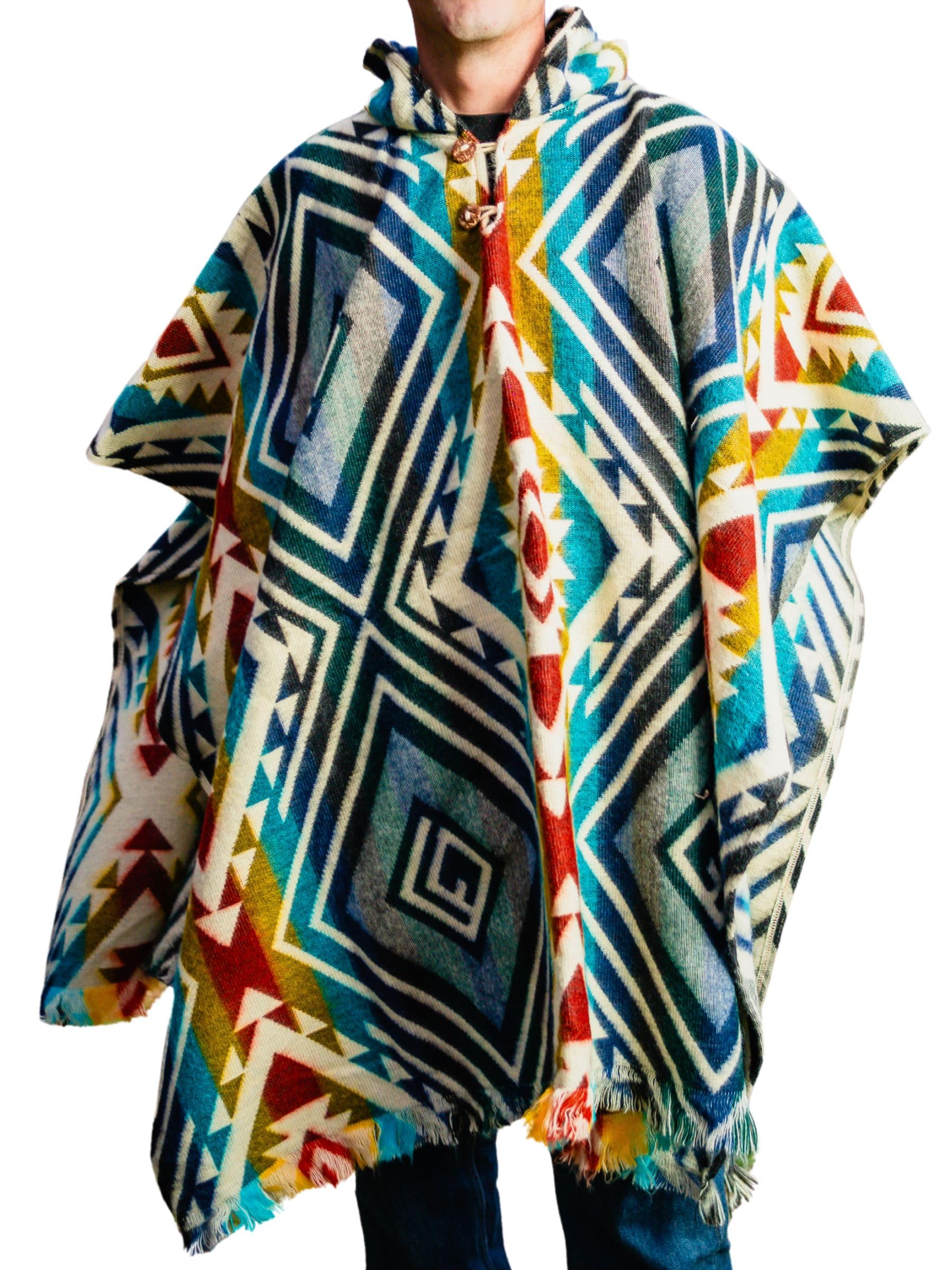 Adult Ponchos With Hood for men - Alpaca Poncho Men - Artesanal Ponchos Adult – Mens Poncho with Hood-image-30