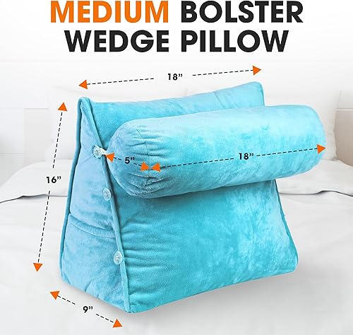 Miniatura 3 de Cheer Collection Almohada de cuña de lectura, almohada de lectura de cuña ajustable con soporte para el cuello, almohada de cuña de sofá para leer,