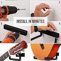 Vista 4 de Soporte de Pared para Guitarra en Ángulo - Colgador de Pared Horizontal para Guitarra, Ukelele, Bajo, Guitarra Eléctrica, Banjo en Inclinación