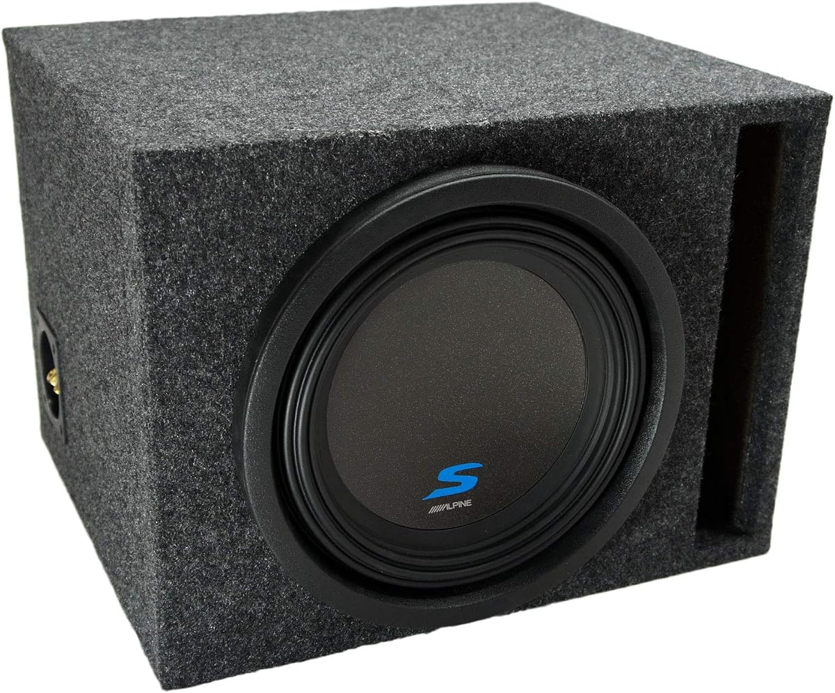 Universal Car Stereo Vented Port Single 10" Alpine S-W10D4 Type S Car Audio Subwoofer Custom Sub Box Enclosure Package New Without Amp