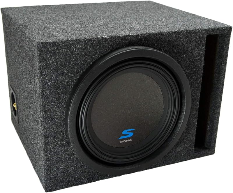 Universal Car Stereo Vented Port Single 10" Alpine S-W10D4 Type S Car Audio Subwoofer Custom Sub Box Enclosure Package New Without Amp