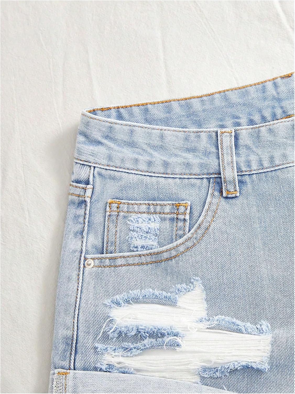 Floerns Women's Low Waisted Ripped Mini Jean Shorts Roll Hem Distressed Y2k Denim Shorts