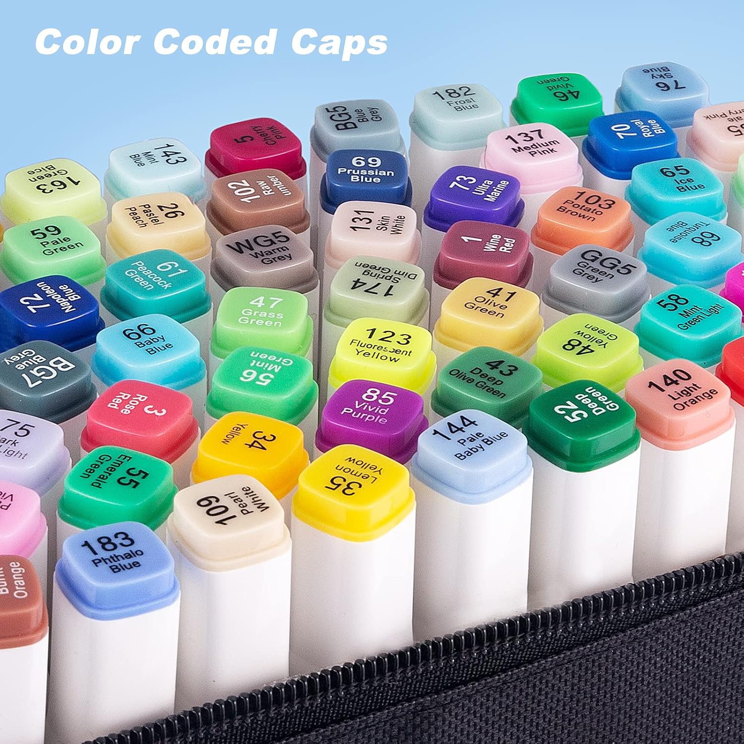 sanipoe 80 Colors Alcohol Based Markers Pen, Dual Tip Permanent Sketch Markers - Ideal for Artists Adults Kids Drawing Crafts Gifts, White