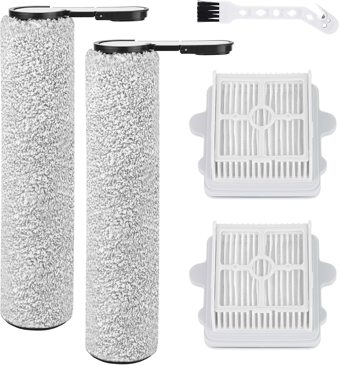Roller Brush and Filters Replacement Parts for Roborock F25 / F25 Ace / F25 Alt / F25 LT/F25 Ultra Cordless Wet Dry Vacuum Cleaner- 2 Roller Brushes + 2 HEPA Filters + 1 Cleaning Brush (5 Pcs)