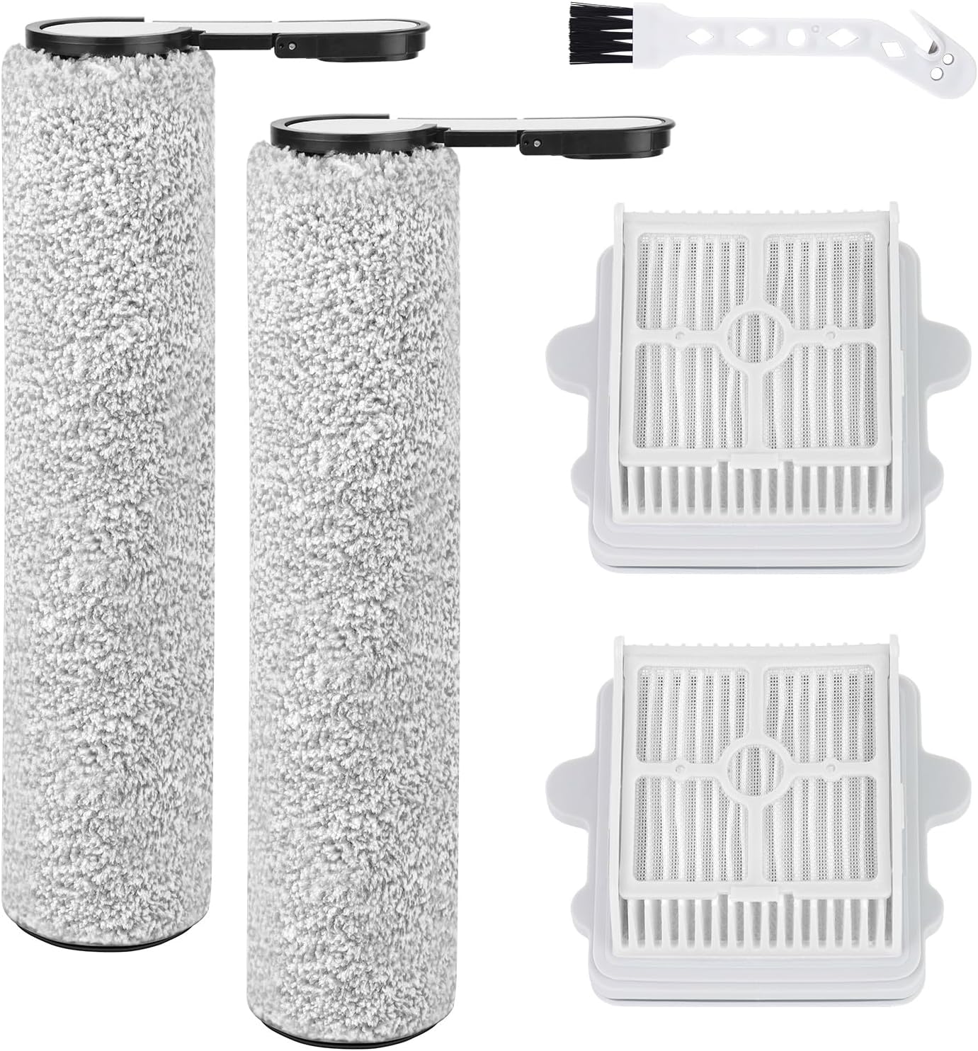 Roller Brush and Filters Replacement Parts for Roborock F25 / F25 Ace / F25 Alt / F25 LT/F25 Ultra Cordless Wet Dry Vacuum Cleaner- 2 Roller Brushes + 2 HEPA Filters + 1 Cleaning Brush (5 Pcs)