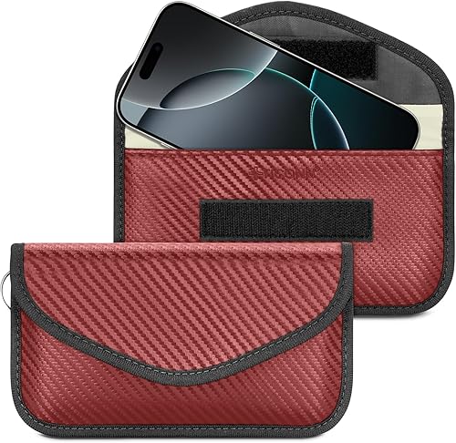 Vista 143 de TICONN Faraday - 2 bolsas para llavero, protector de jaula Faraday de 3.5 x 5.0 pulgadas, bloqueo de señal RFID para automóvil, bolsa antirrobo Negro