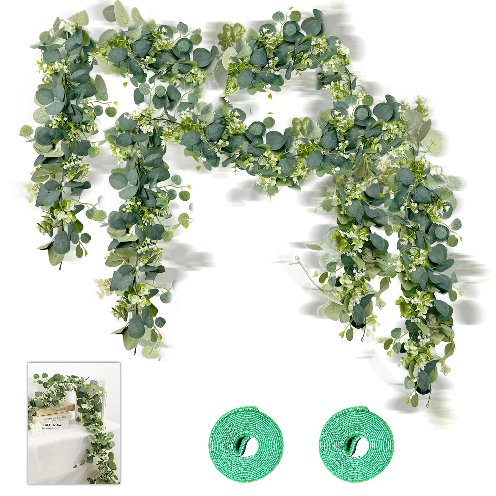 Efeu Girlande Hochzeit Bamyli Efeu Knstlich Eukalyptus Girlande 1,8m -  Realistische Bltter & Weie Blumen Fr Hochzeit & Deko