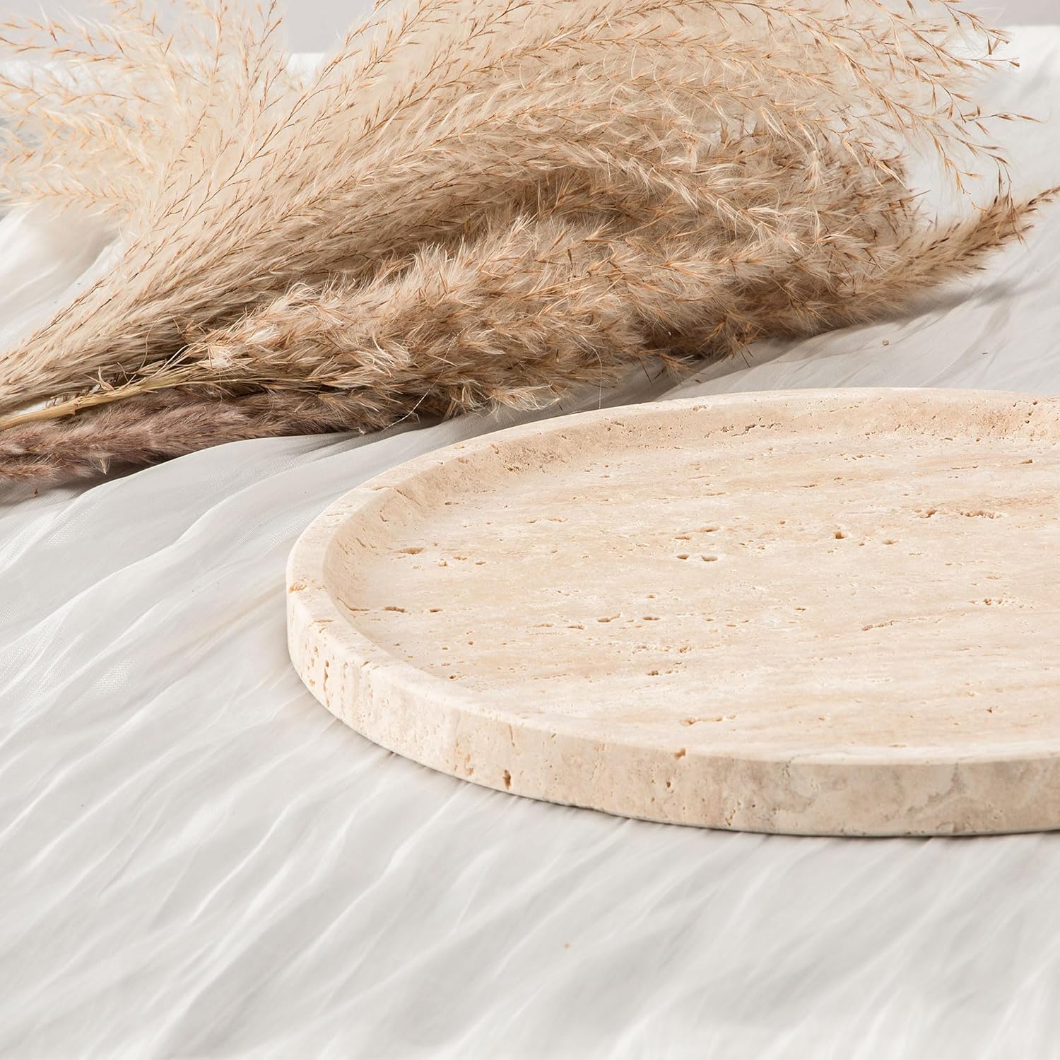 Natural Marble Tray for Home Decor Bathroom Kitchen Vanity Dresser Genuine Marble Storage Tray for Cosmetics/Jewelry Non-Resin/Non-Ceramic 9.8"