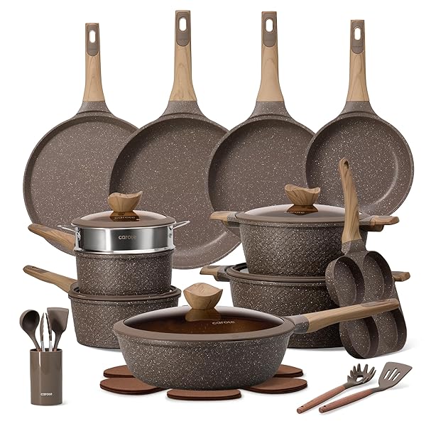 CAROTE 26PCS Pots and Pans Set Non Stick, Cookware Set Pots and Pans Induction Cook Ware, Nonstick Kitchen Cooking, PFOA Free