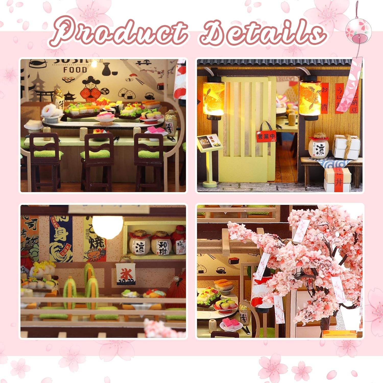 Flever Dollhouse Miniature DIY House Kit Creative Room with Furniture for Romantic Valentine's Gift (Gibon Sushi)