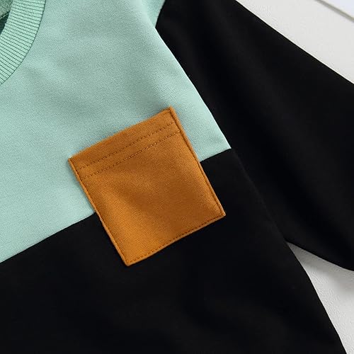 Miniatura 5 de Conjunto de ropa de otoño e invierno para bebé niño pequeño, sudadera de manga larga con colores contrastantes, pantalones elásticos para recién