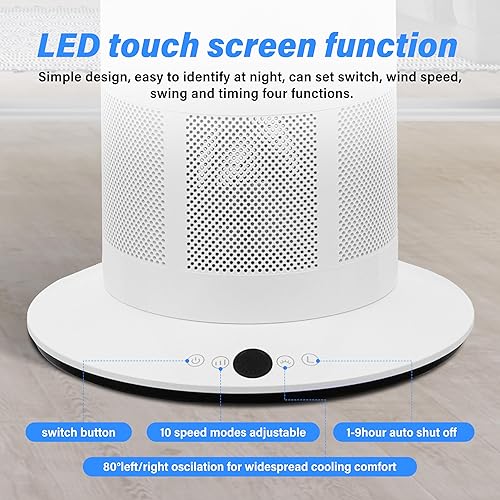 Miniatura 4 de Simple Deluxe Ventilador de torre sin aspas de 43 pulgadas con extraíble, ventilador de refrigeración para uso en interiores, ventilador oscilante