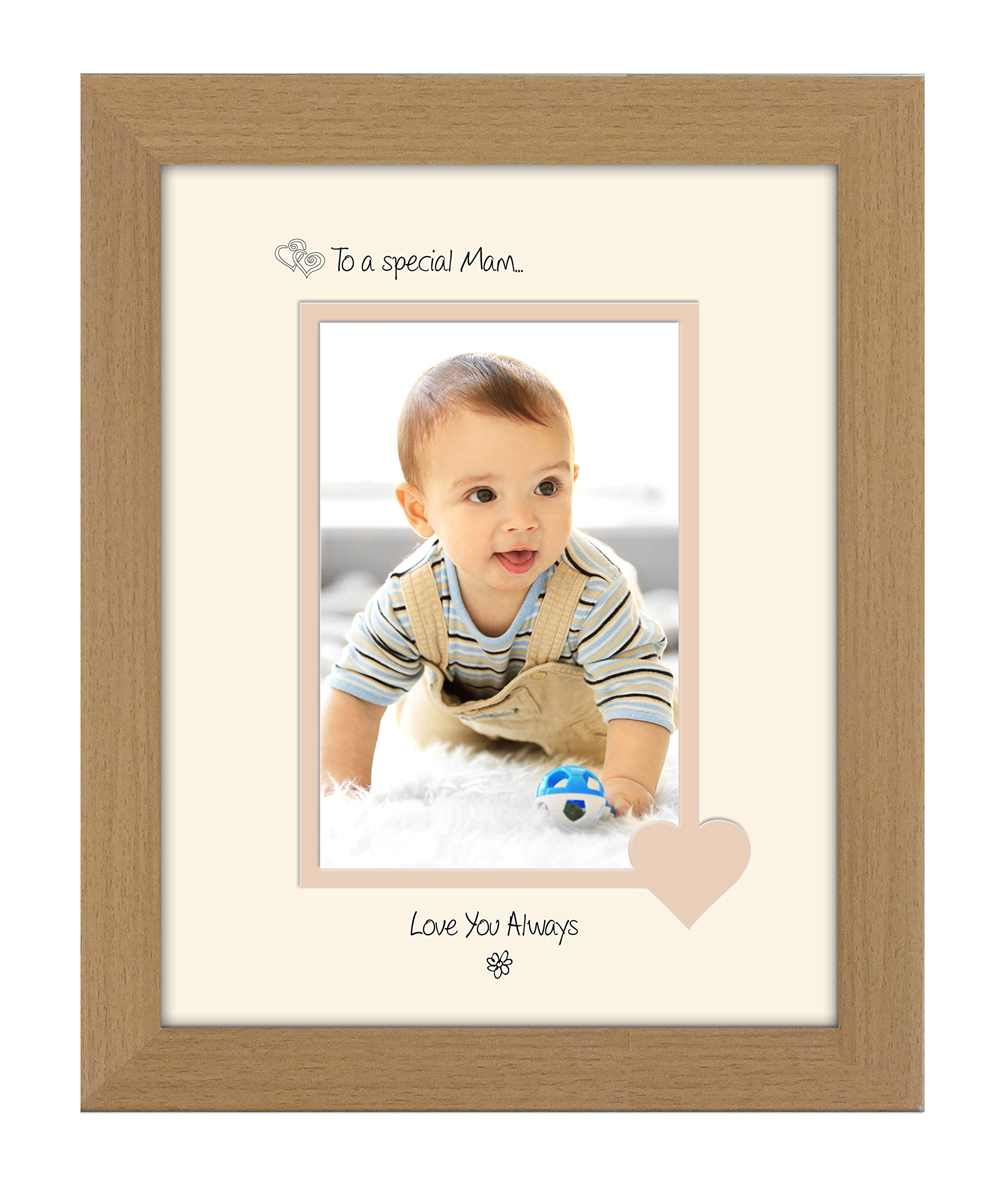 Photos in a Word Mam Photo Frame Special Mam Love You Always Portrait 1122F Double Mounted Quality Gift (Oak Finish Frame Cream Mount Beige Inside)